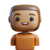 intense spectacular Square-headed character with a simple body, flat brown, clean lines with Scalable Design. high quality png