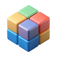 rare modern Isometric cube with different colored faces. Crisp edges, flat color, single-weight stroke with Scalable Design. original png