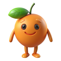 gorgeous artistic Orange character with a simple leaf. Clean lines, flat color, with Scalable Design. high quality png