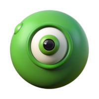 radiant inspired Circular character with a single, large eye, flat green, minimal details with Scalable Design. png