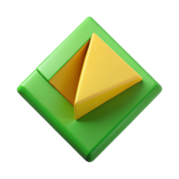 radiant dramatic nordic Green triangle intersecting a yellow square. Flat color, crisp edges, minimal with Scalable Design. handcrafted png