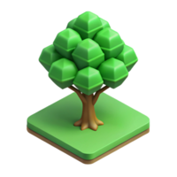 striking retro Isometric tree with clean lines and green foliage with Scalable Design. high quality png