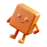 romantic beautiful Square character tilted at a -degree angle. Geometric, flat orange color with Scalable Design. studio quality png