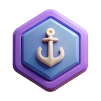 picturesque reflective renaissance Octagonal badge with a stylized anchor icon. Symmetrical, minimal, with Scalable Design. sharp png