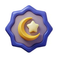 peaceful pristine Crescent moon badge with a star inside. Symmetrical, minimal, flat color with Scalable Design. handcrafted png