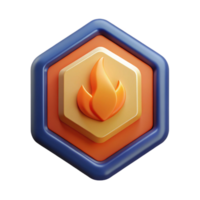 gorgeous remarkable Pentagonal badge, stylized flame icon. Flat color, clean lines, with Scalable Design. png