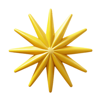 espléndido Renacimiento mínimo, simétrico Starburst con agudo puntos. peso único ataque, amarillo plano color. con escalable diseño. multa detalle png