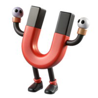 serene memorable U-shaped magnet character attracting metal objects, flat red and black with Scalable Design. png
