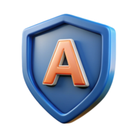 dazzling reflective avant-garde Shield badge, bold single letter A . Scalable, clean lines, flat color with Scalable Design. expertly shot png