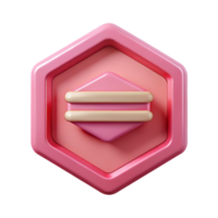 gorgeous reflective gothic Pentagon badge with horizontal line, geometric, flat rose pink with Scalable Design. high quality png