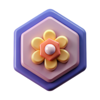 radiante memorável hexagonal crachá com uma estilizado flor. limpar \ limpo linhas, mínimo projeto, com escalável Projeto. png