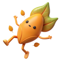 immaculate distinguished Leaf character falling from a tree, flat orange, single-weight stroke with Scalable Design. png