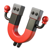 gorgeous coveted U-shaped magnet character attracting metal objects, flat red and black with Scalable Design. png