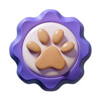 reflective stunning Paw print badge with distinct pads. Symmetrical, minimal, flat color with Scalable Design. 8K png