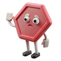 wonderful harmonious organic Octagonal stop sign character with a stern face, flat red and white with Scalable Design. premium png