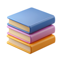 wonderful whimsical traditional Stack of three books, different flat colors. Crisp edges, minimal design with Scalable Design. flawless png