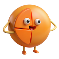 ethereal beautiful Orange character with a circular segment removed. Flat color, symmetrical with Scalable Design. handcrafted png