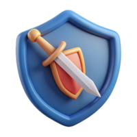 splendid reflective elegant Shield badge with sword, crisp edges, minimal, flat color with Scalable Design. authentic png