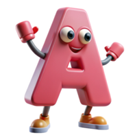 beautiful energetic creative Letter A character with arms and legs. Single-weight stroke, flat color, minimal design with Scalable Design. museum quality png