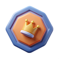 striking mysterious futuristic Octagonal badge with a crown. Single-weight stroke, flat color, minimal with Scalable Design. museum quality png