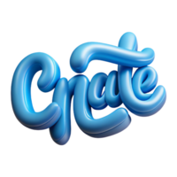 exquisite whimsical artistic Scalable, italicized CREATE in soft blue. Crisp edges, single-weight stroke with Scalable Design. detailed png