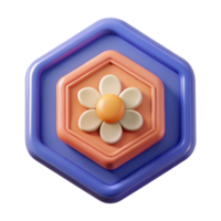 stunning nordic Hexagonal badge with a stylized flower. Clean lines, minimal design, with Scalable Design. museum quality png