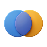 gorgeous baroque Venn diagram with two overlapping circles. Minimal design, flat color with Scalable Design. 8K png