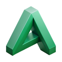 gorgeous calm retro Geometric isometric letter A , flat green, crisp edges with Scalable Design. refined png