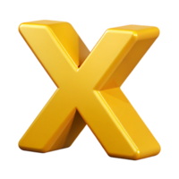 memorable art deco Single-weight stroke X with sharp edges and flat yellow color with Scalable Design. perfect clarity png