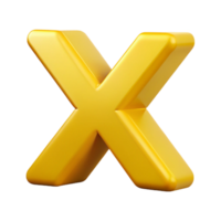 reflective serene Single-weight stroke X with sharp edges and flat yellow color with Scalable Design. ultra HD png