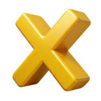 extraordinary gothic Single-weight stroke X with sharp edges and flat yellow color with Scalable Design. studio quality png