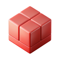 melancholic radiant Isometric cube with clean lines, flat red color, crisp edges with Scalable Design. luxury png