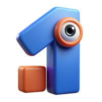 impressive retro Number character with a single eye. Scalable, minimal, symmetrical design with Scalable Design. ultra HD png