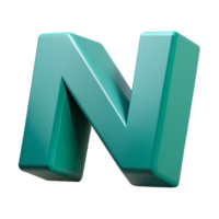 dramatic modern Geometric N with a single-weight stroke. Flat teal color with Scalable Design. authentic png