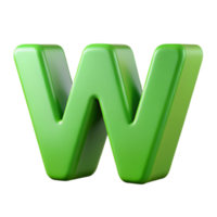 spectacular whimsical artistic Stylized letter W with clean lines and a flat green color with Scalable Design. authentic png