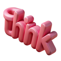 serene dynamic futuristic Geometric, single-weight stroke THINK in pink. Minimal, with Scalable Design. museum quality png