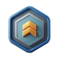 timeless elegant Pentagon badge with a stylized arrow. Clean lines, single-weight stroke with Scalable Design. expertly shot png
