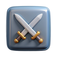 pristine avant-garde Square badge with crossed swords. Crisp edges, scalable, single-weight stroke with Scalable Design. museum quality png