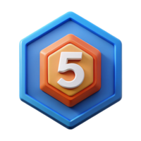 exceptional mid-century Hexagonal badge with a bold number . Geometric, flat color, crisp edges with Scalable Design. professional png