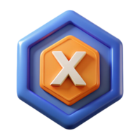 impressive unparalleled Hexagonal badge with a bold letter X . Geometric, flat color, with Scalable Design. png