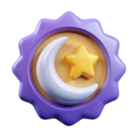 sedutor célebre crescente lua crachá com uma Estrela dentro. fresco arestas, escalável, simétrico com escalável Projeto. png