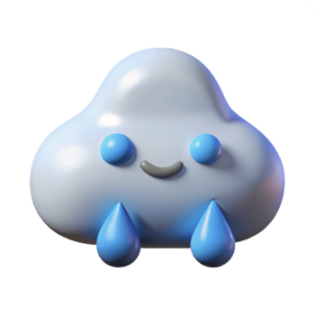 procurados barroco nuvem personagem com simples gota de chuva formas abaixo. limpar \ limpo linhas, mínimo, plano cor com escalável Projeto. exclusivo png