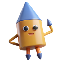sumptuous impressionist Pencil character with a triangular tip. Flat color, minimal, with Scalable Design. genuine png