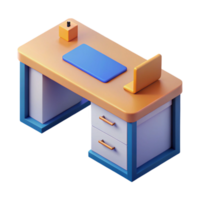 distinctive industrial Isometric office desk with clean lines. Minimal design, flat color with Scalable Design. high quality png