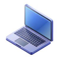 dreamy elegant Isometric laptop with crisp edges. Scalable, single-weight stroke with Scalable Design. 8K png