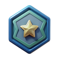 distinto criativo Pentágono crachá com uma cinco pontas Estrela dentro. limpar \ limpo linhas, fresco arestas, peso único acidente vascular encefálico com escalável Projeto. 4k png