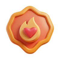 elegant memorable Heart-shaped badge with a simple flame icon. Flat color, scalable, crisp edges with Scalable Design. png