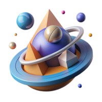 fascinating organic Abstract geometric space scene, flat color with Scalable Design. precision png
