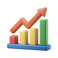serene modern Upward trending arrow chart with three data points. Clean lines, flat color, minimal design with Scalable Design. 4K png
