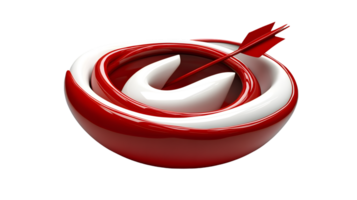 Red and White Spiral with Arrow Abstract Design for Targeting Focus and Precision png